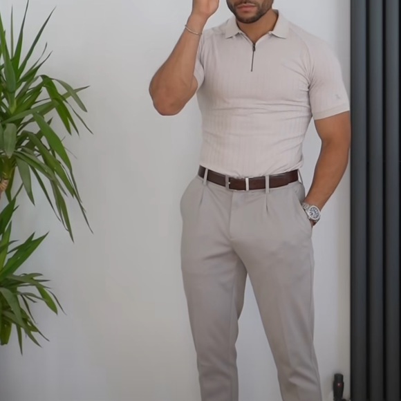 Tailored Athlete Other - Tailored Athlete Wide Rib Zip Neck Polo Bone/Beige sz M
